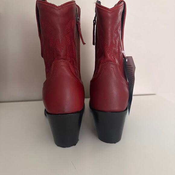 Lane Smokeshow Cowboy Ankle Boots Red Leather Western Cowgirl Booties Size 10 - Picture 3 of 8